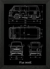 Fiat 900E Blueprint van Framed