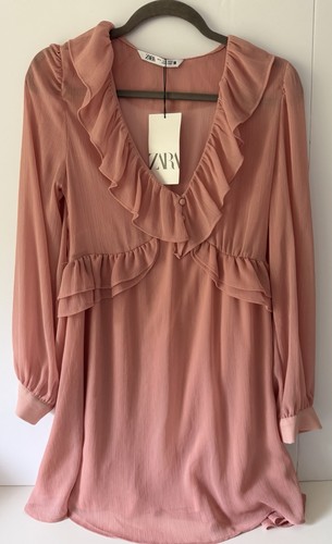 Zara mini abito rosa chiffon - abito,