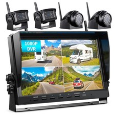 Telecamera di backup lato posteriore 10,1" wireless DVR quad split monitor per camper/camion bus