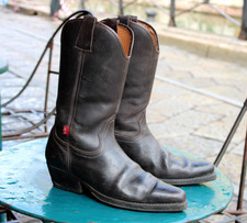 Stivali da uomo in pelle marrone scuro western cowboy biker boots 43 levi's