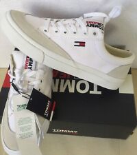 Tommy Jeans lace-up sneakers Woman, white-gray color, size 41 cotton suede skin