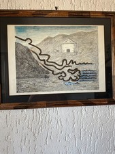 De Chirico litografia, "Il fiume misterioso", mm 590x460 (cm 70x50,5)Firmata