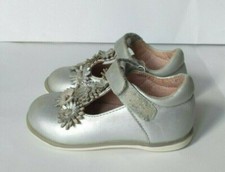 Decolte bambina, argento, pelle, decorazione fiori, cinturino, taglia 19.