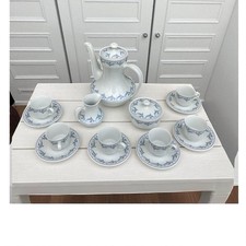 Servizio Da Caffè Da 6 Con Fiori Azzurri in porcellana