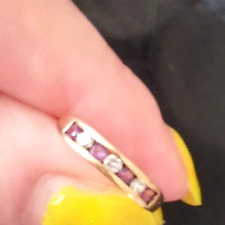 FEDE ANELLO DONNA ORO GIALLO 585/°° 14 carati con RUBINO e ZIRCONI BIANCHI