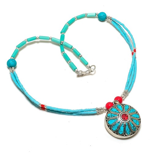 Collana corallo rosso turchese - corallo,