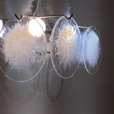 PENDANT VISTOSI MAZZEGA ‘60s LAMP GLASS DISC SOSPENSIONE DISCHI MURANO VETRO