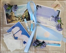 AJ5 LOTTO Vintage Ephemera Art Journaling Scrapbooking Old Stampe Pennino Fiori 