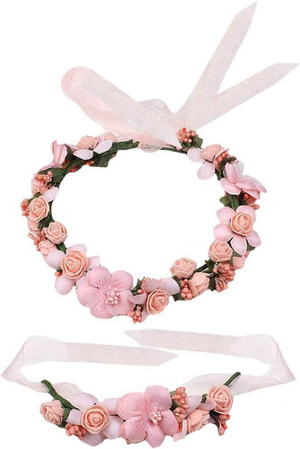 Corona fiori con bracciale - fiori,