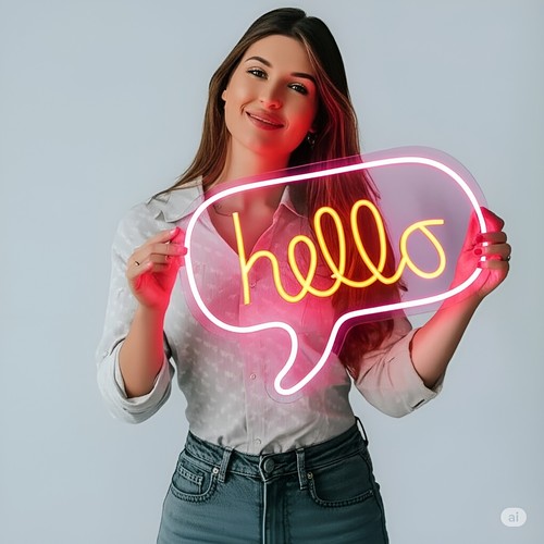 Insegna neon hello - al,