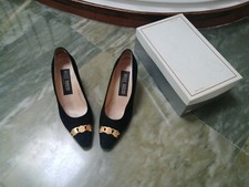 Scarpe Tacco Vero Cuoio Made In Italy 38,5 Nere E Dorate Miss Rossi Vintage