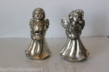 DUE ANGELI VINTAGE LAMINATI ARGENTO H CM 9,5 ANGIOLETTO  COPPIA CHERUBINI 