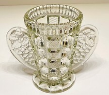 Art Déco  anni 30 vaso in vetro motivi a scacchiera e manici a forma di vite