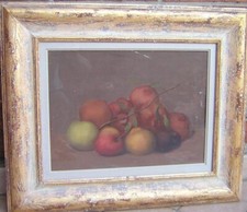 Livorno olio su tavola 30x40 frutta Mataresi Ferruccio firmato