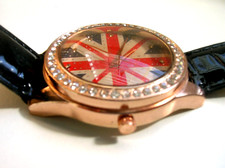 OROLOGIO da polso bandiera inglese britannica UK union jack cinturino nero