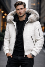 Bomber uomo bianco coccodrillo