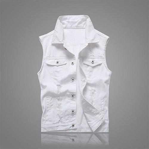Gilet denim corto bianco