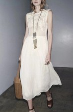 Abito combinato ricamato ecrù