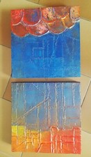 2 quadri Tecnica mista, Pasta materica, Acrilico, Resina, Bombolette spray 25x25