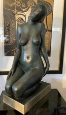 Scultura Statua Bronzo - Nudo Arte Moderna con Firma Artista su Base Bronzo