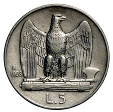 Italia 5 lire 1928 Aquilino 2