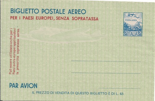 Italia 1952 aerogramma - italia,