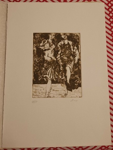Litografia due donne - litografia, danzanti
