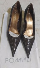 Scarpe Decolleté Donna POMPILI Vernice Pitonato Marrone tg. 35 NUOVO con scatola