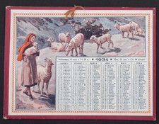 1934 calendario almanacco miniatura pastore pecora illustratore calendario Be...