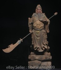 Statua Dio Guan Gong Yu palazzo dinastia guerriero 48" antico legno intagliato cinese