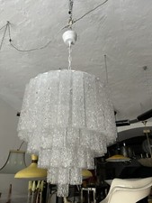 GRANDE LAMPADARIO A TUBI IN VETRO 70s MURANO VENINI BAROVIER MAZZEGA CHANDELLIER