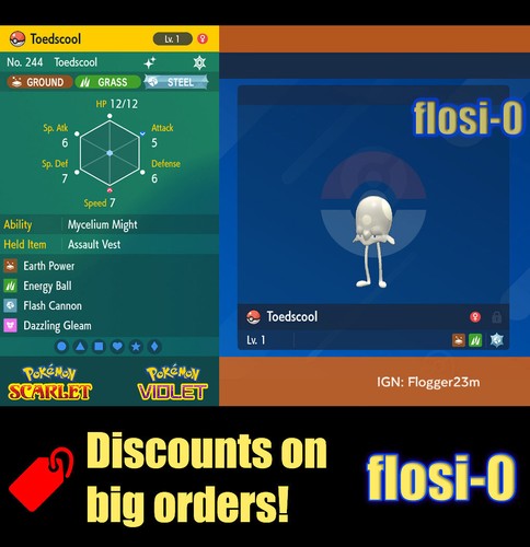 6iv shiny toedscool pokemon - 6iv,