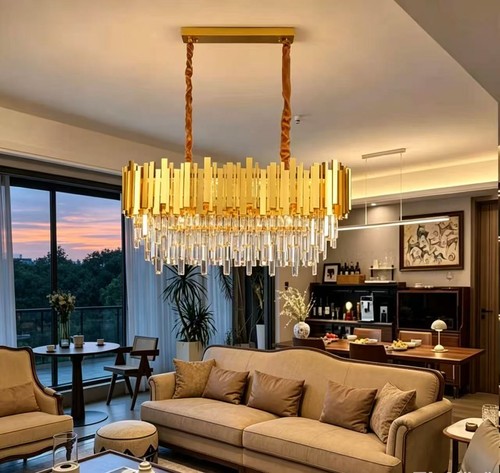 Lampadario cristallo oro - , flush