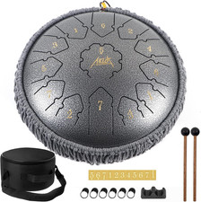 Handpan, 12 Pollici 13 Nota Tongue Drum Tamburo in Acciaio Hang Drum Con Chiave 