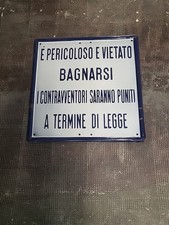 INSEGNA DIVIETO DI BALNEAZIONE SMALTATA RARA