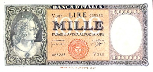 1000 lire banknote from - lire,