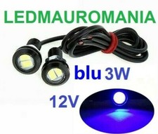 Luci Diurne DRL LED Ultra Slim Per Interno Blu 3W Punto Luce Occhi di Gatto PV
