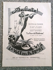 p4  Pubblicità grammofono La Voce Del Padrone Torino anni '20 circa Amerigo ill.