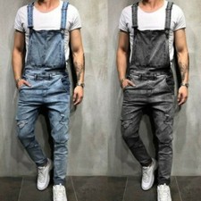 Tuta Denim Uomo Con Bretelle E