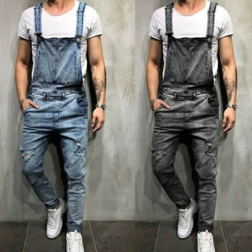 Tuta denim uomo con bretelle - denim,
