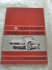 ALFA ROMEO Spider 1300 JUNIOR Libretto Manuale USO MANUTENZIONE originale 1971