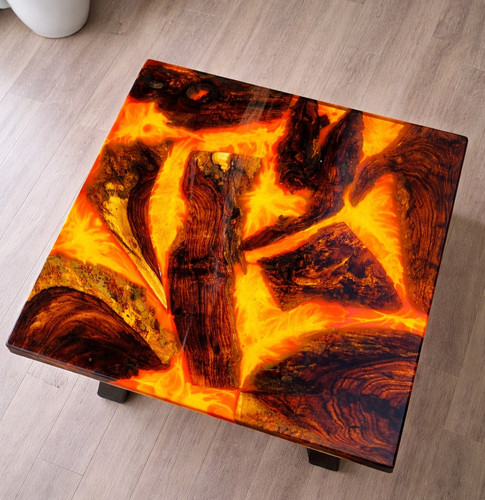 Tavolo epossidico arancione - ,
