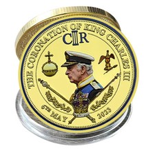 Regno Unito Re Carlo III sfida d'oro moneta metallo medaglia distintivo reale souvenir