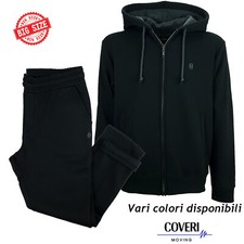 Tuta Uomo con Cappuccio Felpata Cerniera Tasche Pesante Taglie Forti 3XL 4XL 5XL