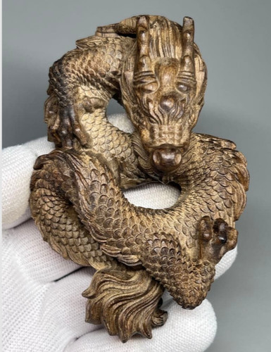 Drago netsuke legno di - drago, in