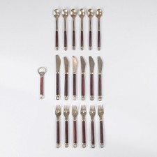 Set di Posate Moderne in ottone e legno di palissandro di Carl Cohr - Anni '60