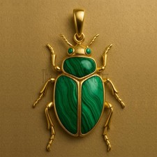 Ciondolo scarabeo malachite - , in