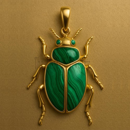 Ciondolo scarabeo malachite - , in