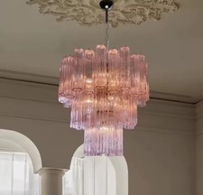 Lampadario vintage in vetro di