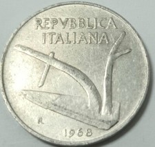 Italia moneta Repubblica del 1968 10 lire Circolata 